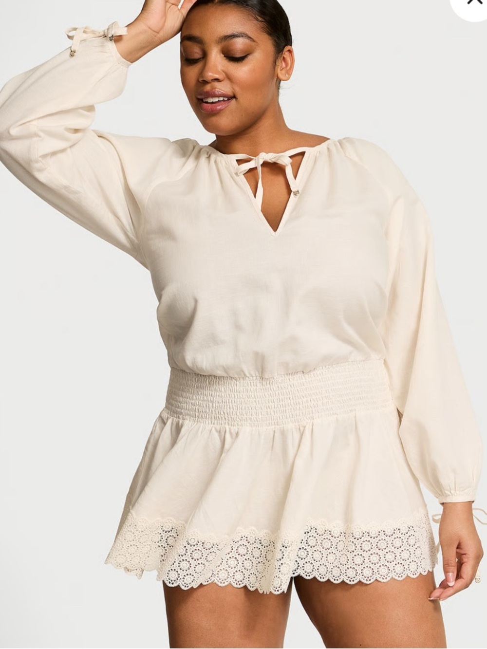 Victoria’s Secret SWIM Beachwear Linen Lace-Trim Dress